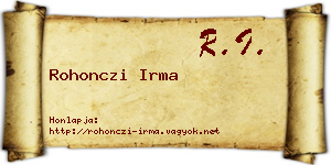 Rohonczi Irma névjegykártya